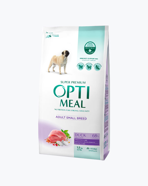 Сухий корм Optimeal для дорослих собак дрібних порід, з качкою, 1.5 кг