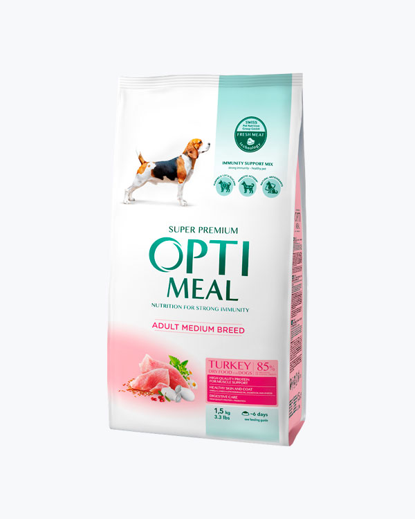 Сухий корм Optimeal для собак середніх порід, з індичкою, 1.5 кг