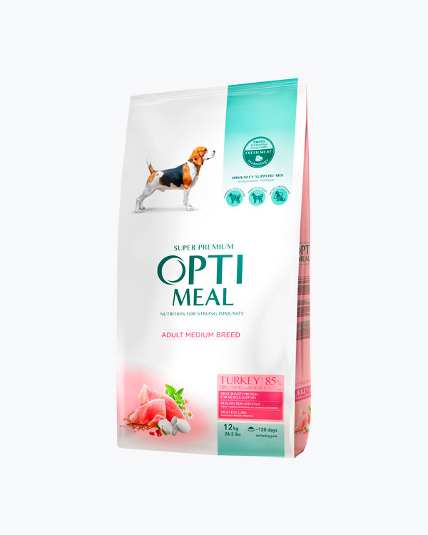 Сухий корм Optimeal для собак середніх порід, з індичкою, 12 кг