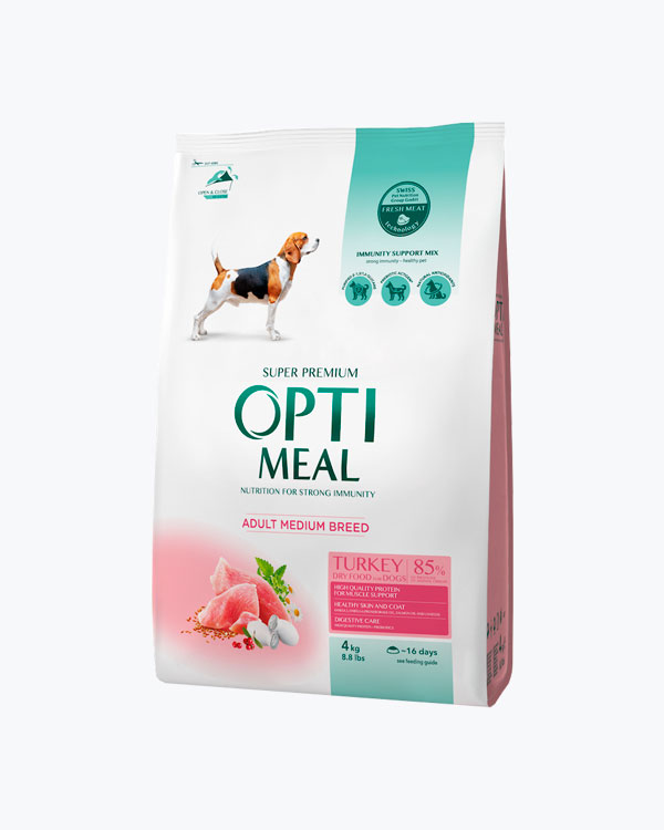 Сухий корм Optimeal для собак середніх порід, з індичкою, 4 кг