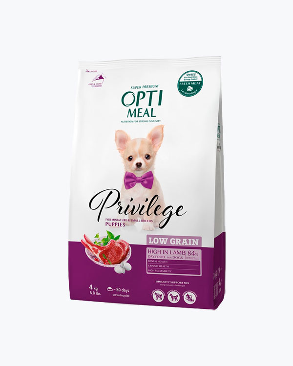 Сухий повнораціонний корм Optimeal для цуценят мініатюрних і малих порід з смаком ягнятини 4 кг