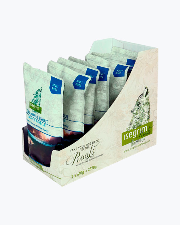 Вологий корм Isegrim Roots для собак, лосось і форель, упаковка 7 шт по 410 г