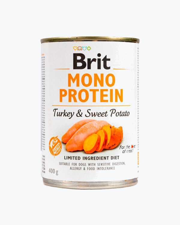 Вологий корм для собак Brit Mono Protein Dog, з індичкою та бататом, 400 г.