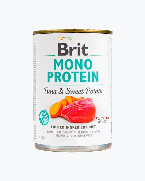 Вологий корм для собак Brit Mono Protein Dog, з тунцем і бататом, 400 г.