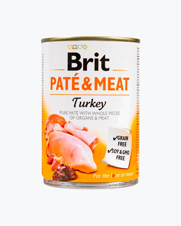 Вологий корм для собак Brit Paté and Meat Dog, з індичкою, 400 г.