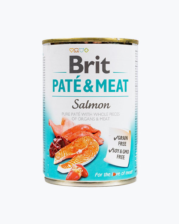 Вологий корм для собак Brit Paté and Meat Dog, з лососем, 400 г.