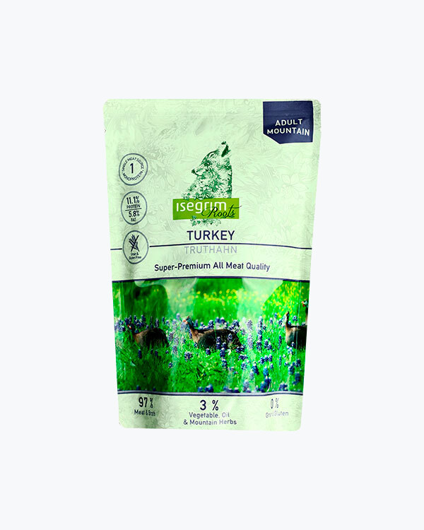 Вологий корм Isegrim Roots для собак, індичка з вівсяним коренем, 410 г