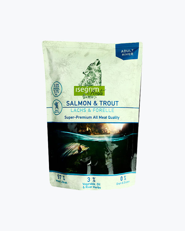 Вологий корм Isegrim Roots для собак, лосось і форель, 410 г
