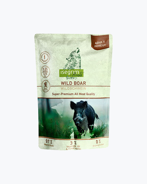 Вологий корм Isegrim Roots для собак, м'ясо дикого кабана з пастернаком, 410 г