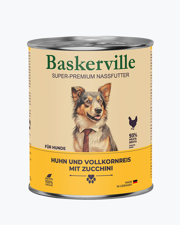 Baskerville Півень з рисом і цукіні повнораціонний вологий корм суперпреміум класу для собак, 800 г