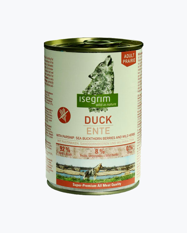 Консервований корм Isegrim Adult Prairie для собак, качка з пастернаком, обліпихою та дикими травами, 400 г