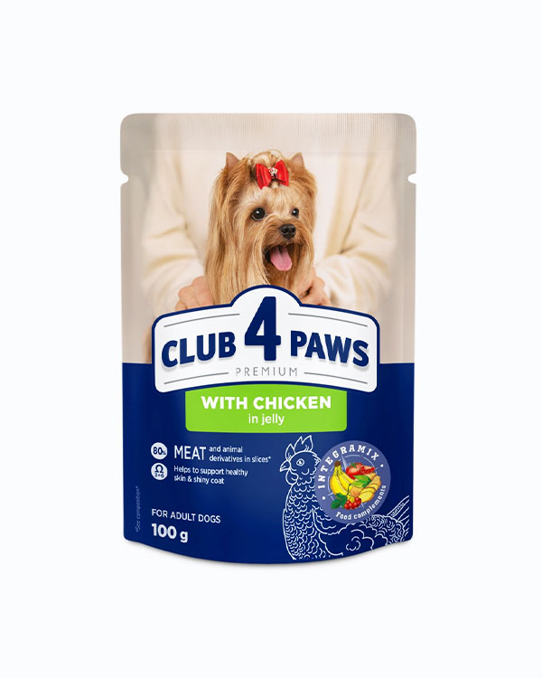 Вологий корм Club 4 Paws для собак малих порід, курка в желе, 100 г, пауч
