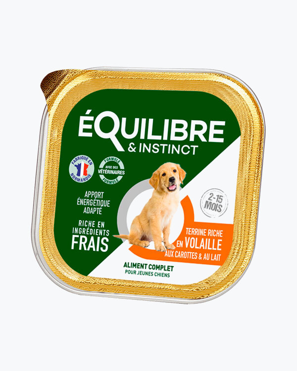 Паштет для цуценят eQuilibre&Instinct, птиця, морква, молоко, 150 г.