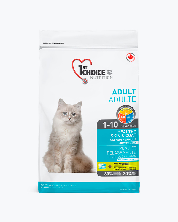 Сухий корм 1st Choice Healthy Skin & Coat, для здорової шкіри та блискучої шерсті котів, лосось, 10  кг