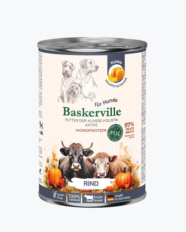 Baskerville Пребіо Яловичина з гарбузом повнораціонний вологий корм класу холістик для активних собак, 400 г