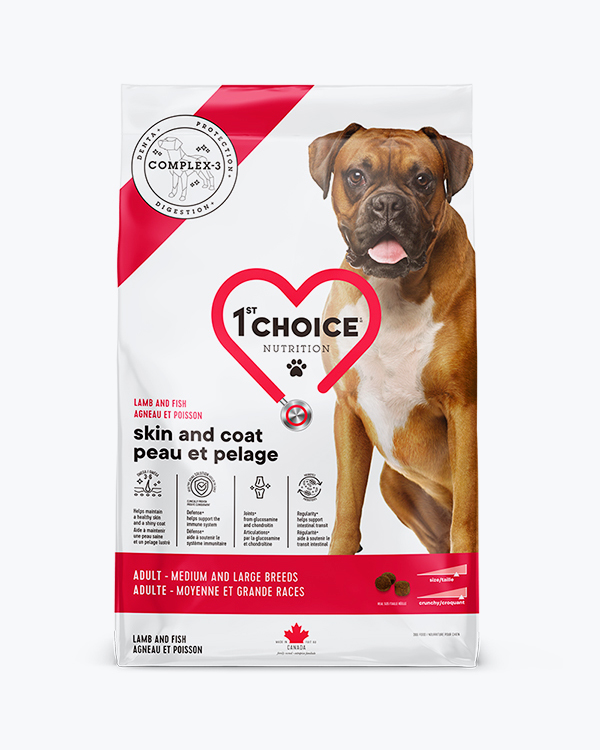 Сухий корм 1st Choice Adult Skin and Coat для собак середніх і великих порід, ягня та риба, 5 кг