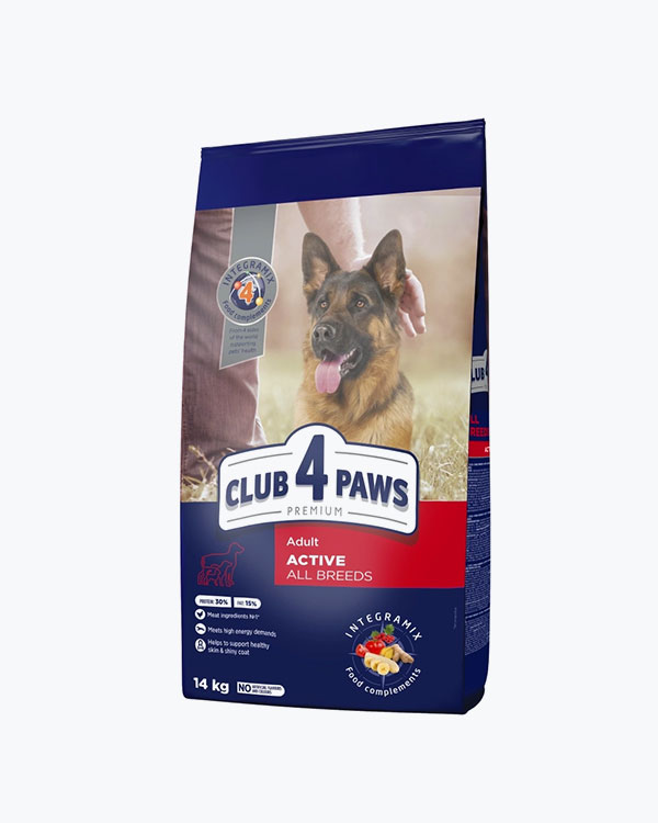 Сухий корм Club 4 Paws для дорослих активних собак, з куркою, 14 кг