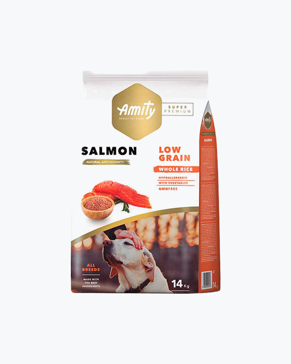 Сухий корм AMITY Super Premium Salmon, для собак, лосось, 14 кг
