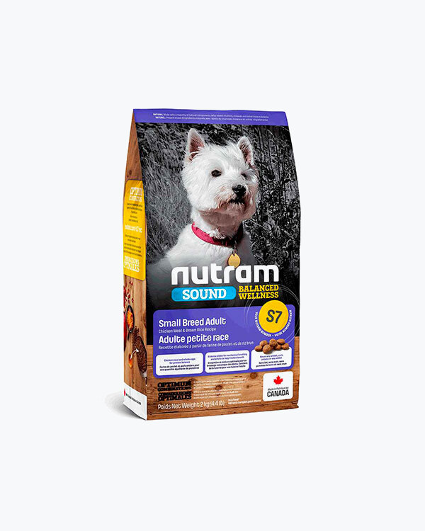 Сухий корм для дорослих собак малих порід S7 Nutram Sound Balanced Wellness Small Breed Adult Dog, рецепт з куркою і коричневим рисом, 2 кг.
