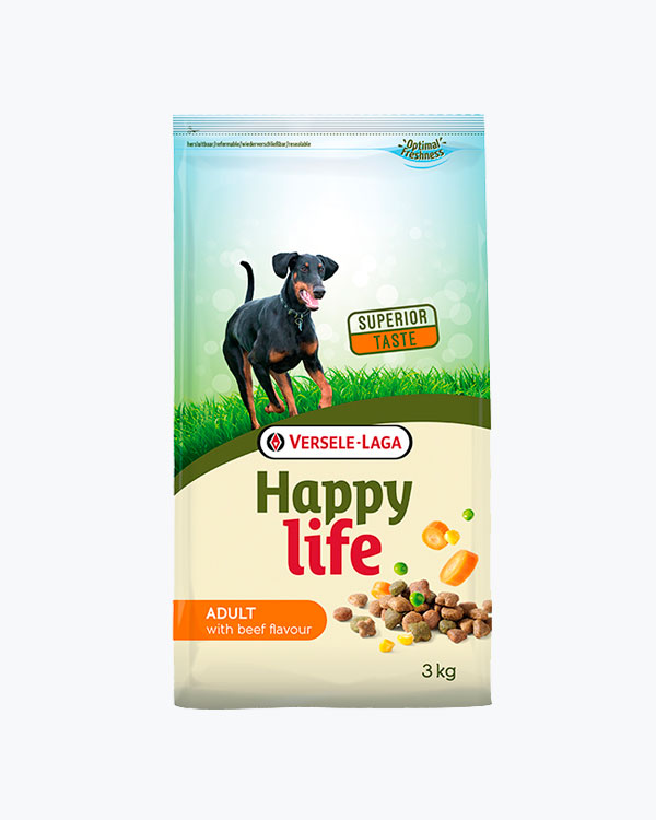 Сухий корм Happy Life Adult зі смаком говядини для собак всіх порід з яловичиною 3 кг.