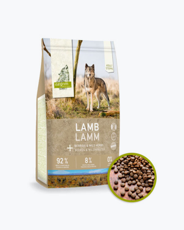 Сухий корм Isegrim Adult Steppe для собак, ягня з ягодами та дикими травами, 12 кг