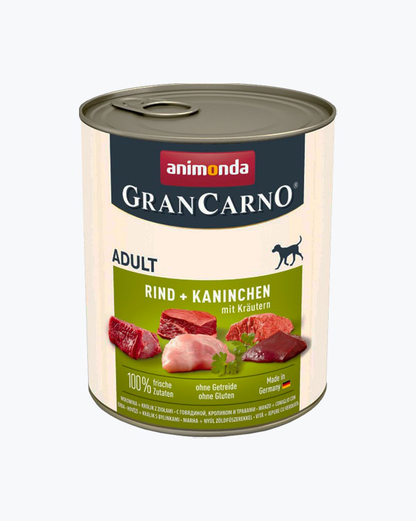 Вологий корм Animonda Gran Carno Adult Beef + Rabbit with Herbs з яловичиною, кроликом та травами для собак, 800 г.